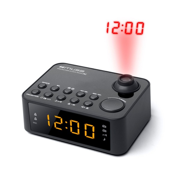 Muse m-178 p negro radio despertador am/fm con altavoz integrado y proyector de hora