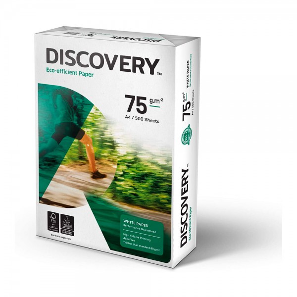 Pack con 500 hojas de papel multifunción discovery dina4 75g (pack 5 unidades)