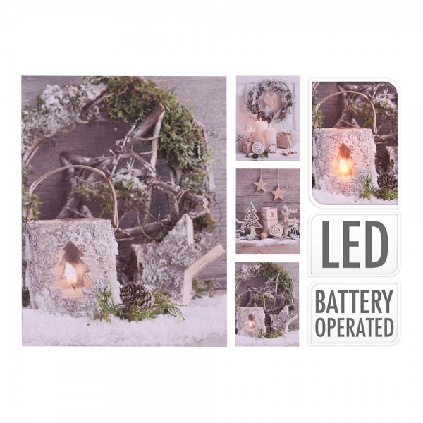 Cuadro led navideño, modelos variados, 15 x 20 cm