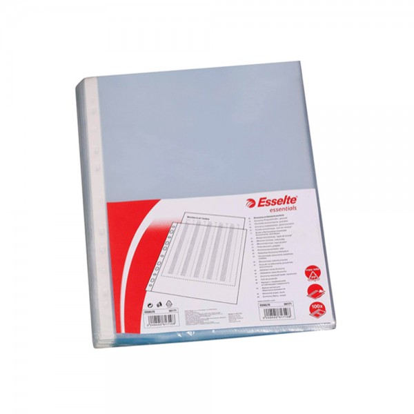 Fundas multitaladros din a4 80 micras transparentes con acabado mate, 100 uds