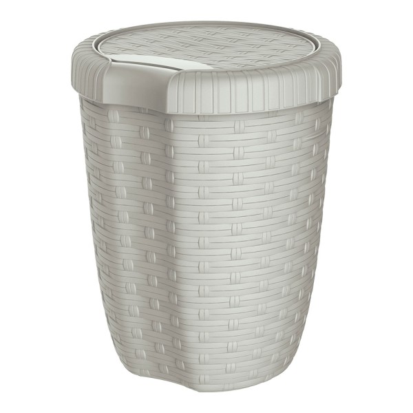 Cubo con tapa imitación mimbre / rattan 27l, antracita, ø34 x 47 cm