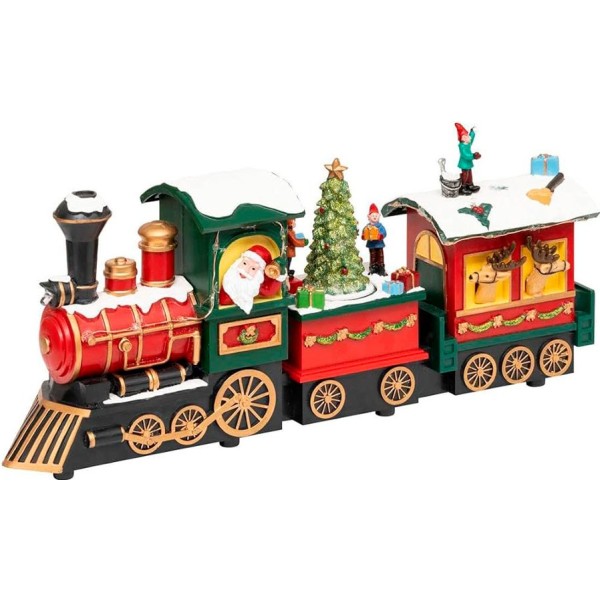 Figura navideña locomotora con luz y movimiento, a pilas o usb, modelos variados, 38 x 10 x 17 cm