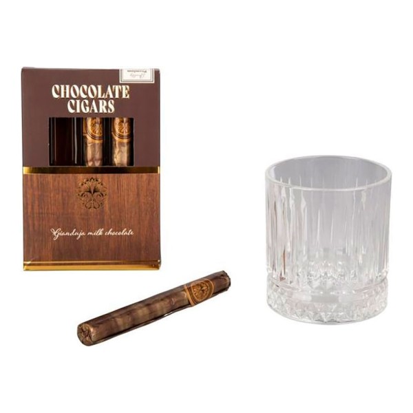 Vaso premium whisky con cigarros de chocolate, 75 g