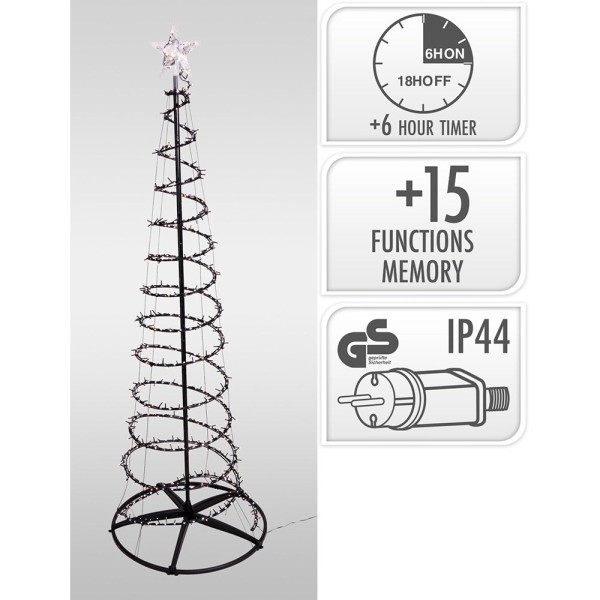 árbol de navidad desplegable con estrella, 640 leds, luz blanca cálida, uso exterior, 180 cm