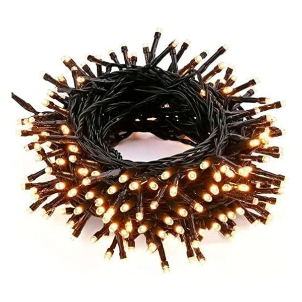 Guirnalda 1608 led blanco cálido cable negro