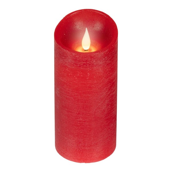 Vela de cera led, con parte superior curva, color rojo, ø7,5 x 17 cm